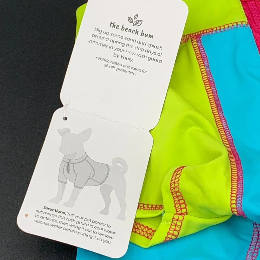 Youly Rash Guard Cooling Dog Pet The Beach Bum L 17-19 Inches Blue‎ UPF 25+